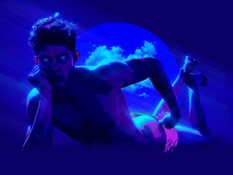 V E R N A L 2d animation art blue boy character design flat gay gif graphic design illustration lgbt motion nature neon photoshop queer spring web