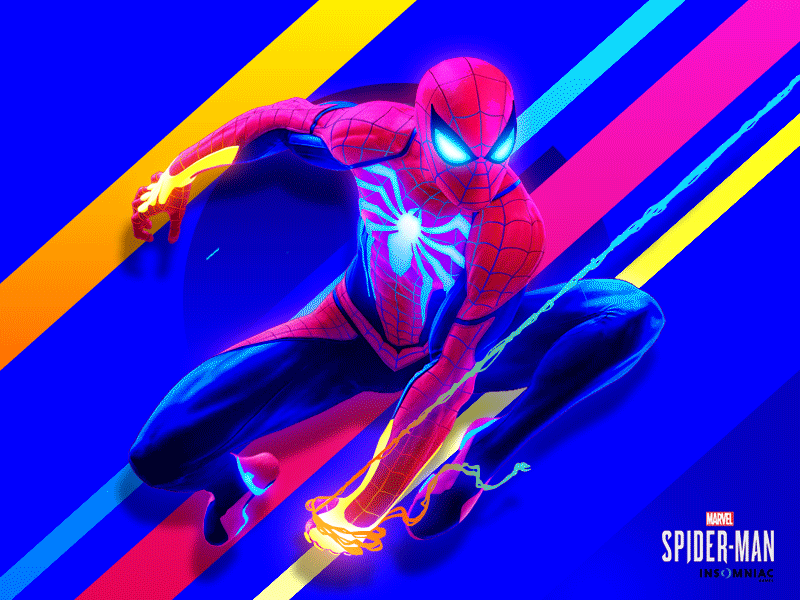 Marvel's Spider-Man │PS4 🕷️ animation blue character costume dynamic energy game gif male marvel motion neon peter parker playstation ps4 sony spiderman suit superhero yellow