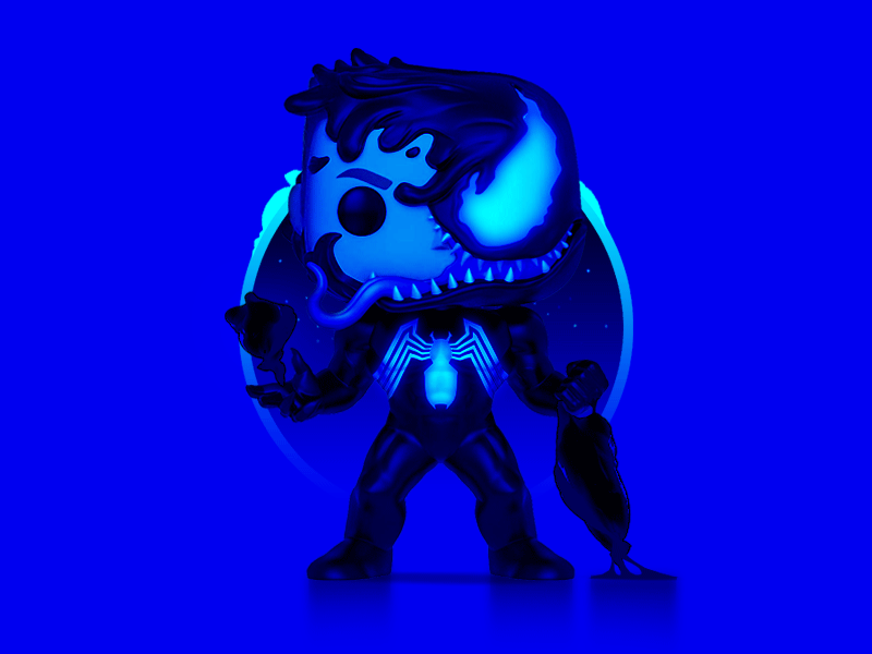 Funko POP! Venom Vinyl Figure 2d animation art blue character clean design flat gif graphic design illustration marvel motion movie neon photoshop spiderman superhero venom web