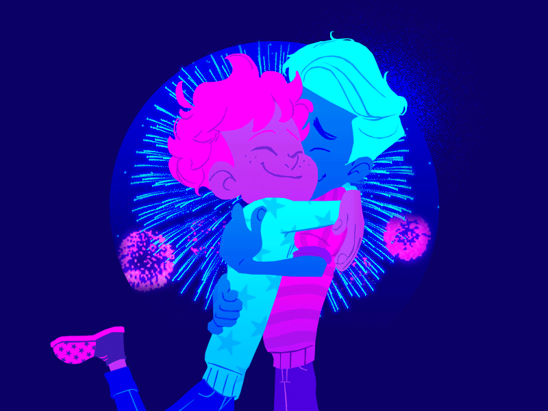 𝐻𝑎𝑝𝑝𝑦 𝐹𝑜𝑢𝑟𝑡ℎ 𝑜𝑓 𝐽𝑢𝑙𝑦! 🎆 animation boys character children couple fireworks fourth of july gay gif heartstopper hug kids lgbt love is love love wins neon pride queer teenager young