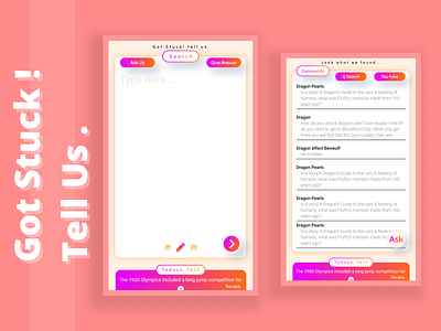 GOt STuck TEll Us android app application ask question asthetic design best design creative design design good good looking design got stuck tell us nice olfreg314 pink simple design ui ux writer