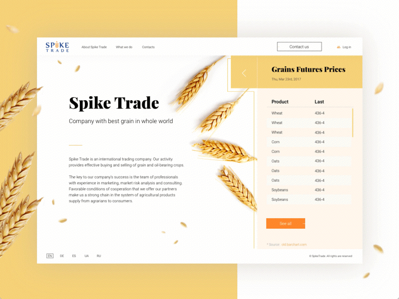 Spike Trade animation debut principle shot spike ui website