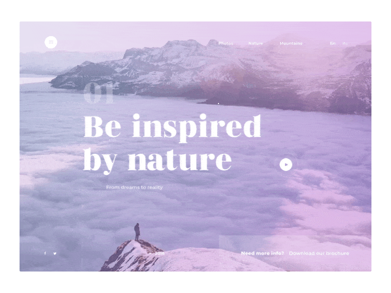 Inspirational nature animation beautiful calm design feel inspire mood mountain nature typography ui website winter