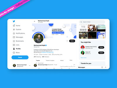 Twitter Profile design re-created. design design in figma design with figma figma profile profile design redesign twitter twitter profile ui uiux