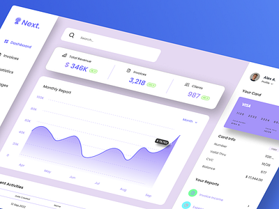 Next. | Invoicing Platform's Dashboard Design dashboard dashboard design desgn inspiration design design in figma design with figma figma invoice invoicing saas ui uiux