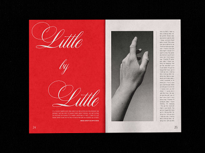 CINEMA - Lyric Zine "Little by Little" adobe black cream cursive editorial graphic design indesign print red script type type design typography vintage white