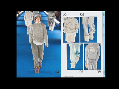 Dior x ERL — Resort 2023 Lookbook (Looks 4-8) color couture design editorial fashion graphic design grey indesign layout male male model model neutral pants shirt shoes skater sweater vintage