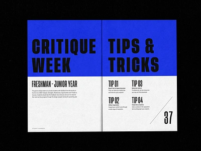 UCO Design Student Handbook - Critique Week / Tips & Tricks adobe brand identity branding design editorial editorial design graphic graphic design graphic designer identity indesign layout mockup print print design type typography uco uco design zine