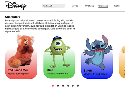 Disney Characters Web-Page