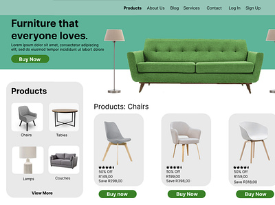 Online Furniture Store Home Page adobexd branding design figma graphic design illustration logo ui uiui ux