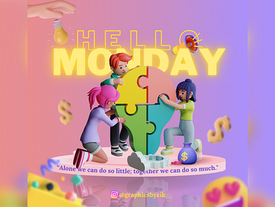 Hello Monday! 3d animation branding graphic design