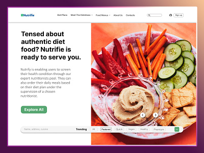 Diet Food Website - Landing Page Design (Home Page) app branding design graphic design illustration logo product design typography ui ux vector web design