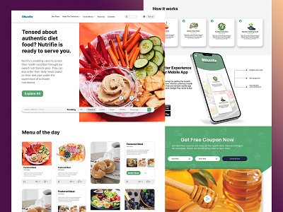 Diet Food Website - Landing Page UI Design app branding design graphic design illustration logo product design ui ux vector web design