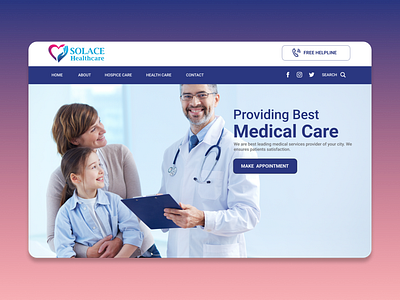 Landing page design of healthcare website