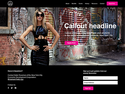 'Made in NY' Fashion black cms fashion landing page made in ny modern nyc pink website wordpress