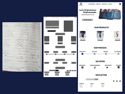 User-Interface design of jeans website branding design graphic design typography ui user interface ux web