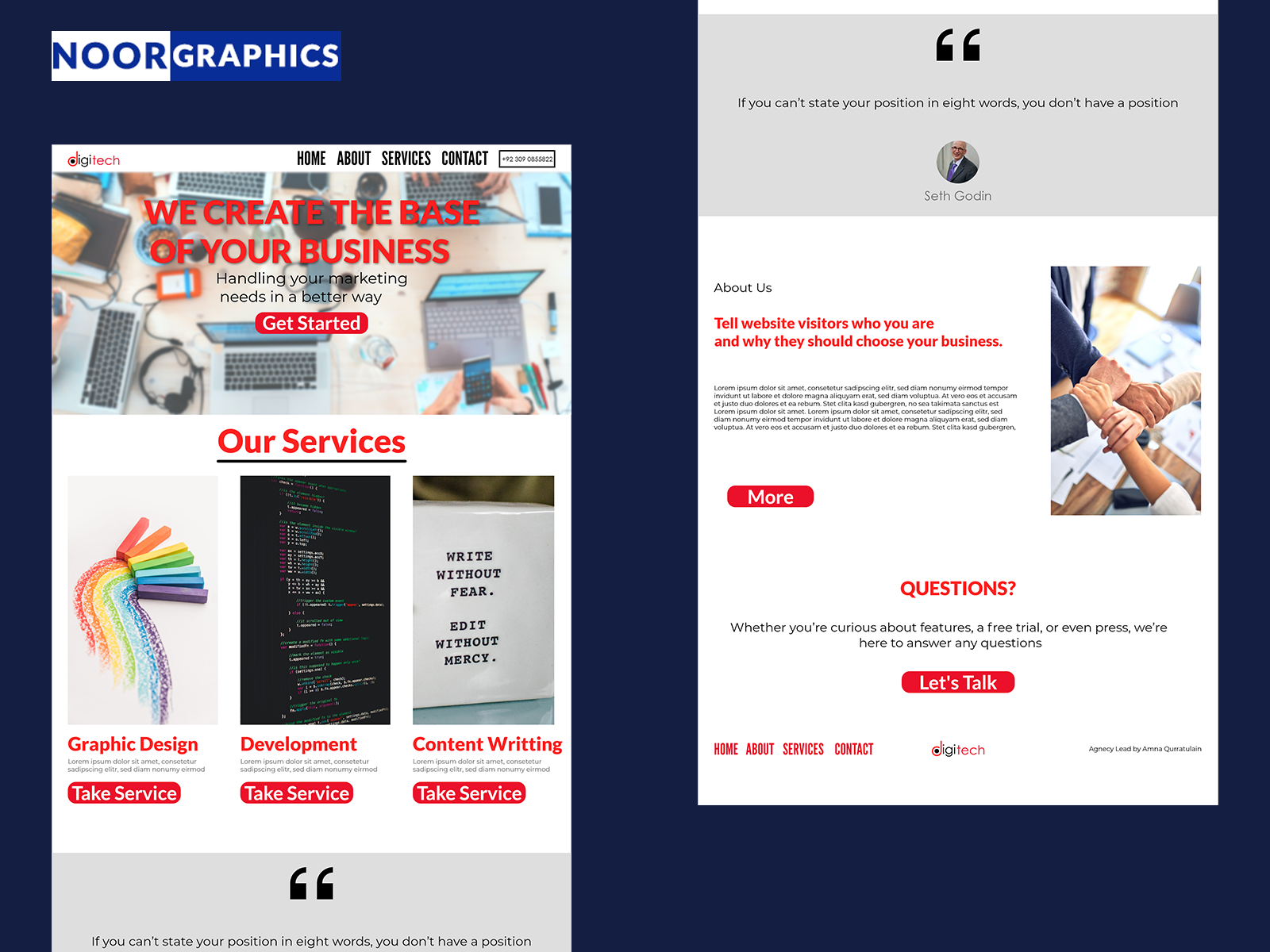 User-Interface design of website landing page by AllahNoor Bangash on ...