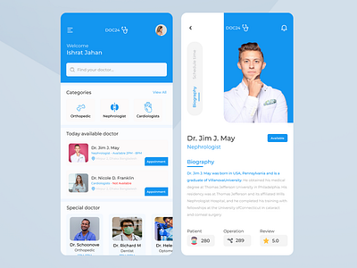 Doctor appointment mobile app ui