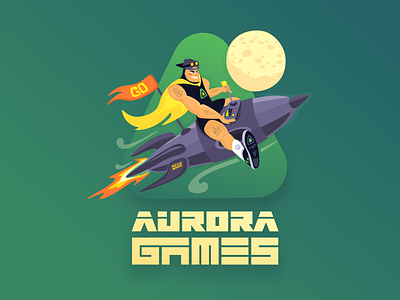 AURORA Games Illustration crypto design graphic design illustration moon rocket vector