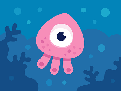 Little jellyfish monster branding character design fish illustration jellyfish monster monster club ocean sealife vector