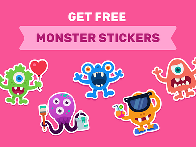 Monster stickers character contest design emotions icons illustration monster sticker pack stickers vector