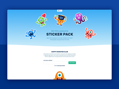 Monster sticker website art branding character colors contest monster monster club stickers ui vector webdesign website