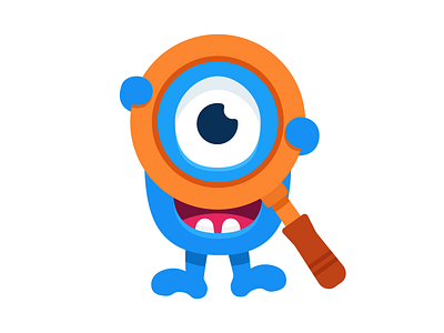 Curious monster blue character cute happy illustration magnifying glass monster monster club small spyglass