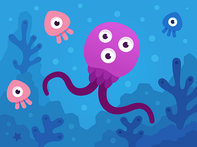 Jellyfish ocean art character design fish illustration jellyfish monster monster club ocean sea vector water