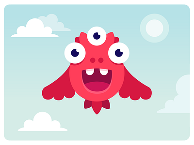 Bird monster bird birds branding character clouds design illustration monster monster club red sky vector