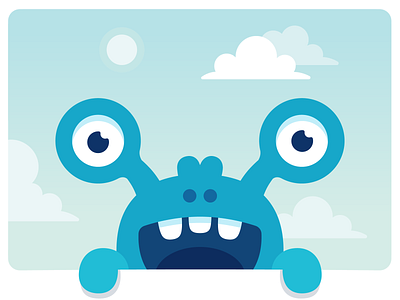 Happy little blue monster art badge branding character colors happy hellow monster monster club print sticker vector