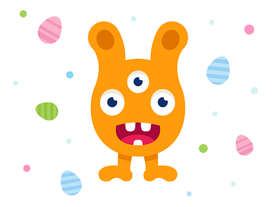 Happy easter monster art branding bunny character design easter eggs illustration monster monster club spring vector