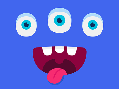 Happy monster art blue branding character eyes happy head monster monster club smile tongue vector