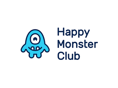 Happy Monster Club logo brand brand identity branding design icon logo logo design mark monogram monster monster club vector
