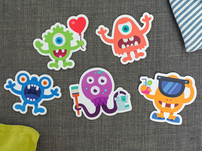 The happy bunch branding character custom design illustration monster monster club product product design sticker stickers vector