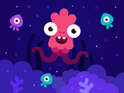 Monster ocean art character design fish illustration jelly jellyfish monster monster club mother ocean vector