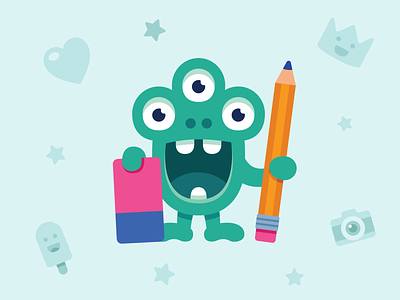 Creative monster art branding character cute design illustration monster pencil product stickers tools vector