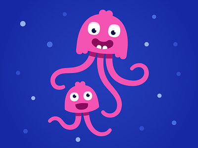 Happy mommy art branding character design fish happy illustration jellyfish monster monster club mother vector