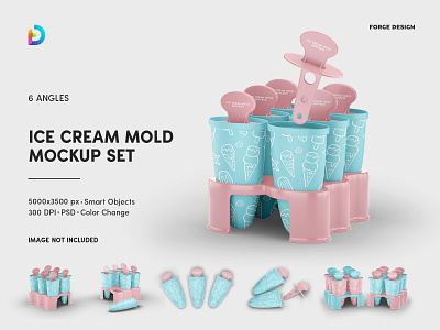 Ice Cream Mold Mockup Set branding cold dessert cooled design dessert freezer from ice logo melting ice cream mockup mockup form mockup form for ice cream packaging mockup refrigerator sommer summer sweets