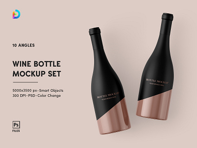 Wine Bottle Mockup Set 3d bottle alcohol bottle alcoholic drinks black bottle bottle mockup bottle packaging branding mockup catering champagne bottle drink mockup elegant mockup food and beverage glass bottle glass texture packaging mockup presentation mockup realistic mockup whiskey bottle wine bottle wine packaging