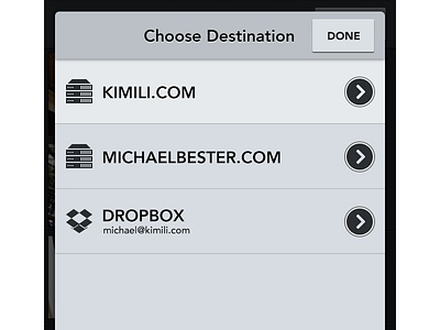 Destination Picker app avenir dropbox grays iphone server