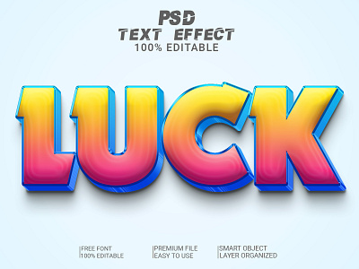 Luck 3D Text Effect PSD File 3d 3d text 3d text effect 3d text style design graphic design luck text effect text style