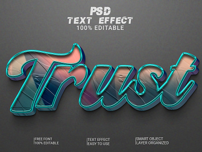 3d Text Effect PSD File Trust