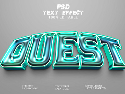 Quest 3D Text Effect 3d 3d text 3d text effect 3d text style design graphic design logo text effect text style