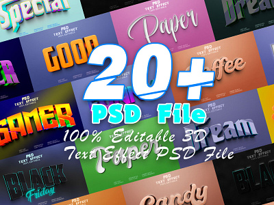 20+ 3D Text Effect PSD File