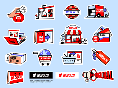 E-commerce stickers-SHOPLAZZA dribbble dtc e commerce go globa illustration saas stickers
