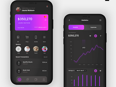 wallet UI dark mode app design ui ux