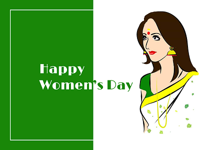 Happy Women's Day. beautiful beauty clean day design drawing girl illustration india jumuka kerala march saree traditional women