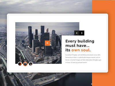 Video Slider Design beautiful building carousel clean design latest minimal modern new orange simple single slider slider thumbnails ui video video slider website white white and black