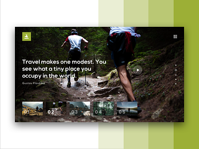Video Slider Concept carousel clean dark theme design freen latest minimal modern nature new slider thumbnails travel typogaphy ui ux video website