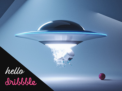 Hello Dribbble! 3d alien basketball blender hello hello dribbble inspiration robot space ship ufo